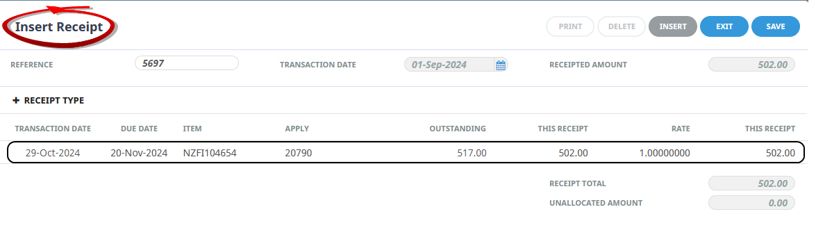 Receipting Options