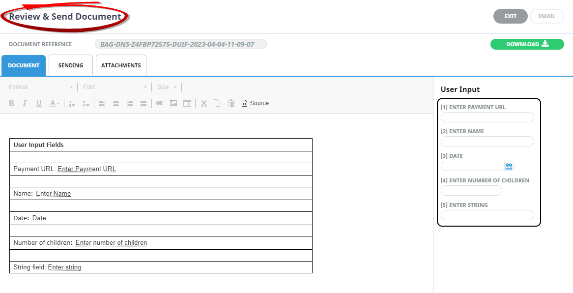 User Input Fields