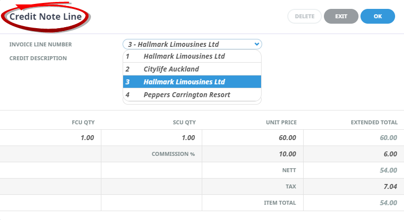 Debtors Credit Note